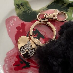 Disney Black Faux Fur Key Holder with Gold Clasp